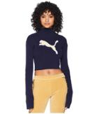 Puma Puma X Fenty By Rihanna Long Sleeve Loose Turtleneck Sweater (evening Blue) Women's Sweater