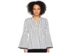 Lauren Ralph Lauren Cotton Bell-sleeve Top (white/polo Black) Women's Clothing