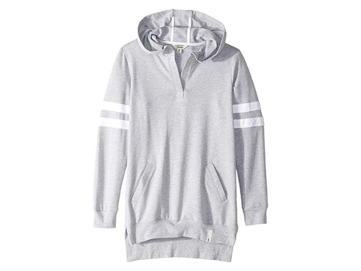 Maddie By Maddie Ziegler Hoodie Dress W/ Stripe Detail (big Kids) (grey) Girl's Dress