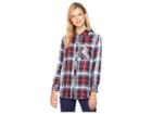 Tolani Emma Long Sleeve Plaid Top (red/navy) Women's Clothing
