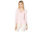 Eci 3/4 Sleeve V-neck Jersey Top With Drawstring Detail (blush) Women's Clothing