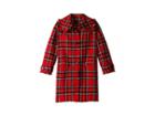Oscar De La Renta Childrenswear Button Up Plaid Wool Jacket (big Kids) (poppy Multi Red) Girl's Coat
