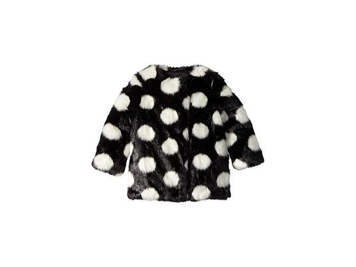 Kate Spade New York Kids Polka Dot Faux Fur Coat (toddler/little Kids) (black/white Polka Dot) Girl's Coat