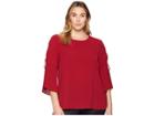 Michael Michael Kors Plus Size Grommet Lace Short Sleeve Top (maroon) Women's Clothing