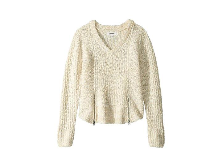 Maddie By Maddie Ziegler Double Zip Sweater (big Kids) (oatmeal Heather) Girl's Sweater