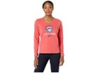 Life Is Good Life Is Merry Good Crusher Long Sleeve Vee (americana Red) Women's T Shirt