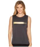 Under Armour Perpetual Graphic Muscle Tank Top (anthracite/metallic Victory Gold) Women's Sleeveless