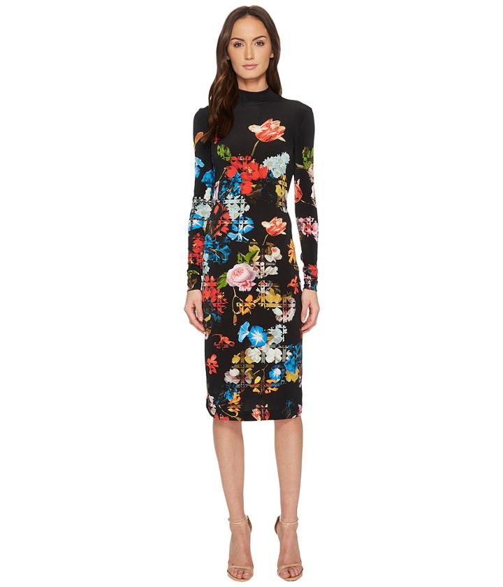 Preen By Thornton Bregazzi Gemma Floral Dress (black Lace Flower) Women's Dress