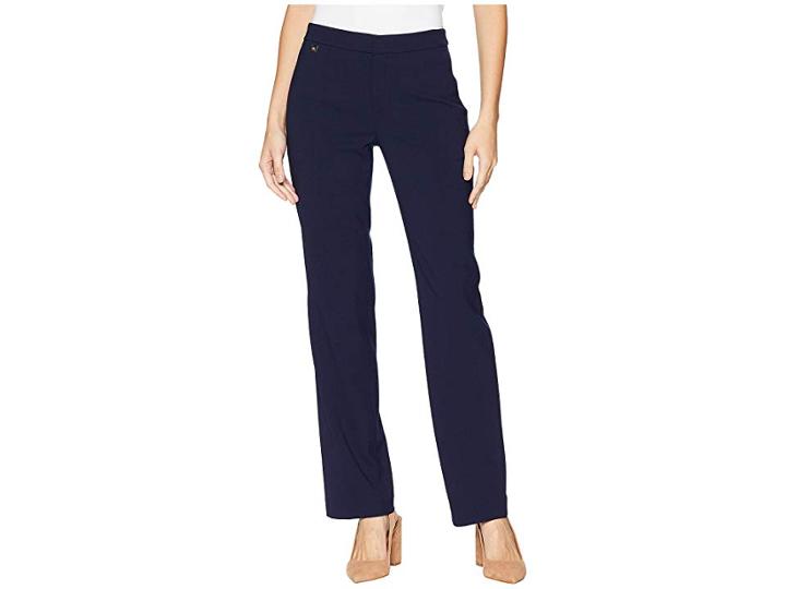 Lauren Ralph Lauren Wool-blend Straight-leg Pants (navy) Women's Casual Pants