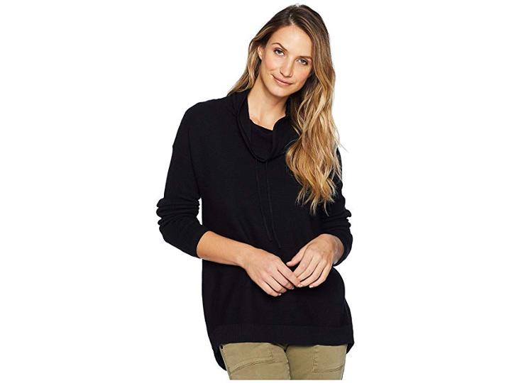 Elliott Lauren Relaxed Drawstring Funnel Neck Sweater (black) Women's Sweater