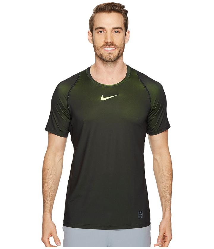 Nike Pro Colorburst Short Sleeve Training Top (volt/black) Men's Clothing