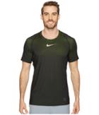 Nike Pro Colorburst Short Sleeve Training Top (volt/black) Men's Clothing