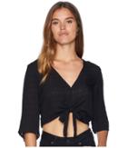 Bcbgeneration Front Knot Flowy Top (black) Women's Short Sleeve Pullover