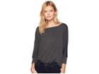 Michael Stars Elevated French Terry Wide Neck Pullover (charcoal) Women's Clothing