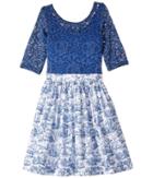 Fiveloaves Twofish Wanderlust Toile Dress (little Kids/big Kids) (wedgewood Blue) Girl's Dress