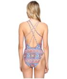 La Blanca Corsica Tile Strappy Back Lingerie Mio (multi) Women's Swimsuits One Piece