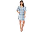 Two By Vince Camuto Flutter Sleeve Bleach Indigo Plaid Dress (stillwater) Women's Dress