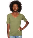Three Dots 9 Sleeve V-neck (meadow) Women's Short Sleeve Pullover