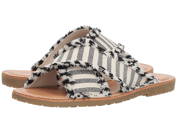 Dirty Laundry Edina (black/cream Stripe Fabric) Women's Sandals