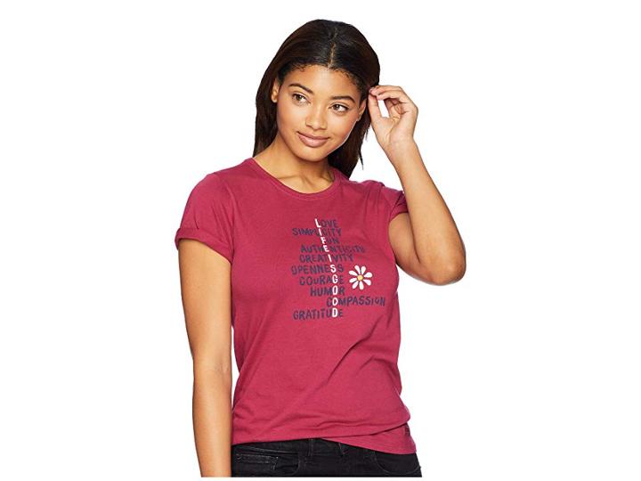 Life Is Good Lig Superpowers Crusher T-shirt (wild Cherry) Women's T Shirt
