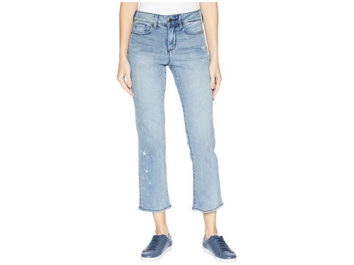 Nydj Marilyn Straight Ankle Seastar Embrodiery In Point Dume (point Dume) Women's Jeans