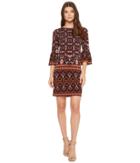 London Times Shift With Flounce Sleeve Hem (black/red) Women's Dress
