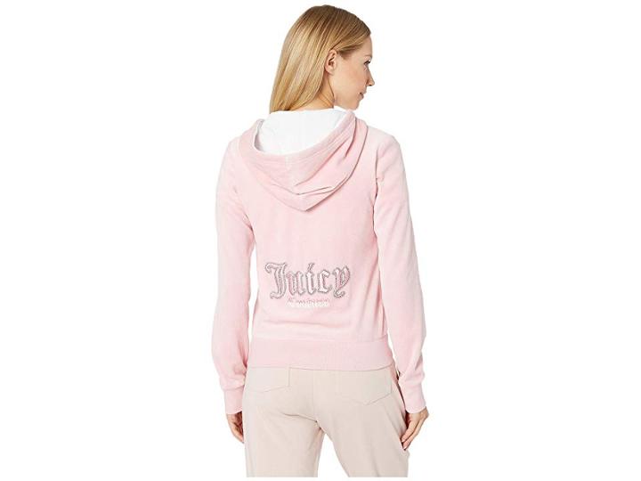 Juicy Couture Juicy Gothic Velour Robertson Jacket (dusty Pink/white) Women's Clothing