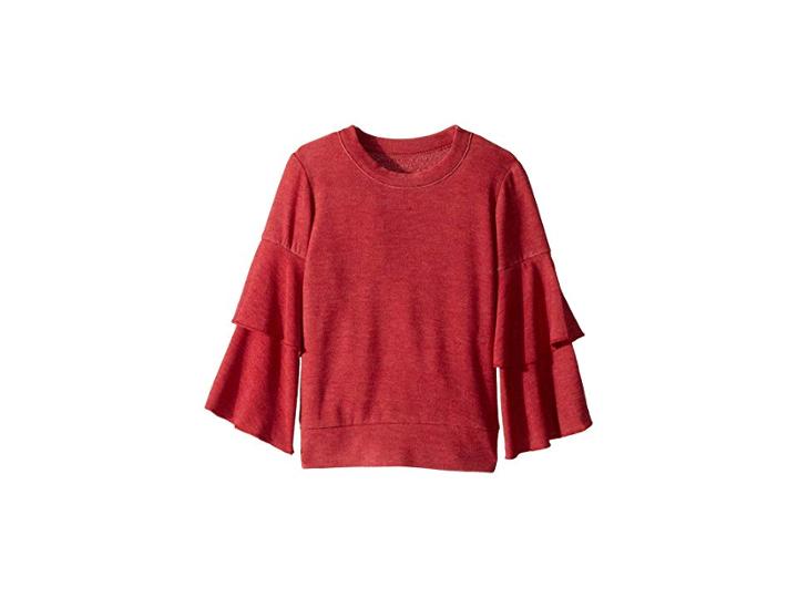 Chaser Kids Extra Soft Tiered Sleeve Pullover Sweater (toddler/little Kids) (cardinal) Girl's Sweater
