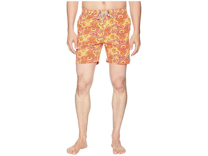 Psycho Bunny Paisley Print Swim Trunks (strawberry) Men's Swimwear