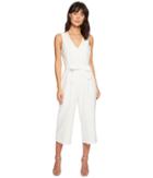 Vince Camuto Sleeveless V-neck Belted Poly Base Jumpsuit (new Ivory) Women's Jumpsuit & Rompers One Piece