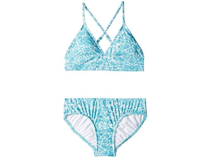 Seafolly Kids Ocean Tapestry Trikini (little Kids/big Kids) (emerald Blue) Girl's Swimwear Sets