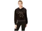 Juicy Couture Juicy Embossed Velour Hooded Pullover (pitch Black) Women's Clothing