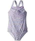 Seafolly Kids Peacock Paisley Ruffle Tank One-piece (toddler/little Kids) (multi) Girl's Swimsuits One Piece
