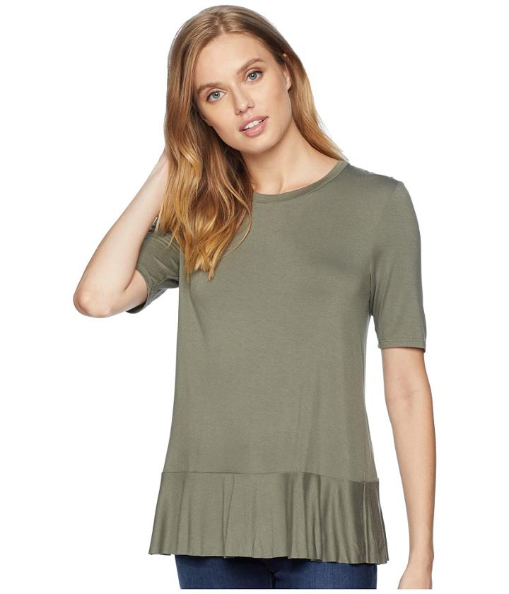 Bcbgeneration Back Ruffle Tee (dusty Olive) Women's T Shirt