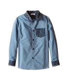 Dolce & Gabbana Kids Contrast Collar/pocket Shirt (toddler/little Kids) (denim Print) Boy's Clothing