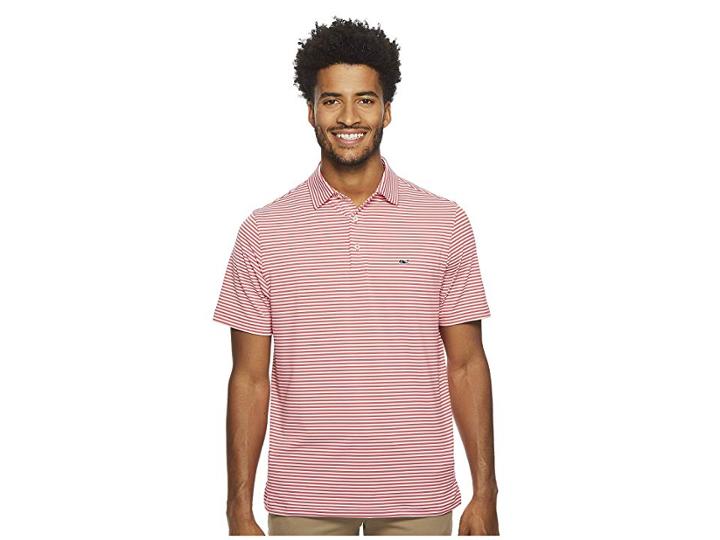 Vineyard Vines Golf Winstead Stripe Sankaty Performance Polo (rose Pink) Men's Clothing