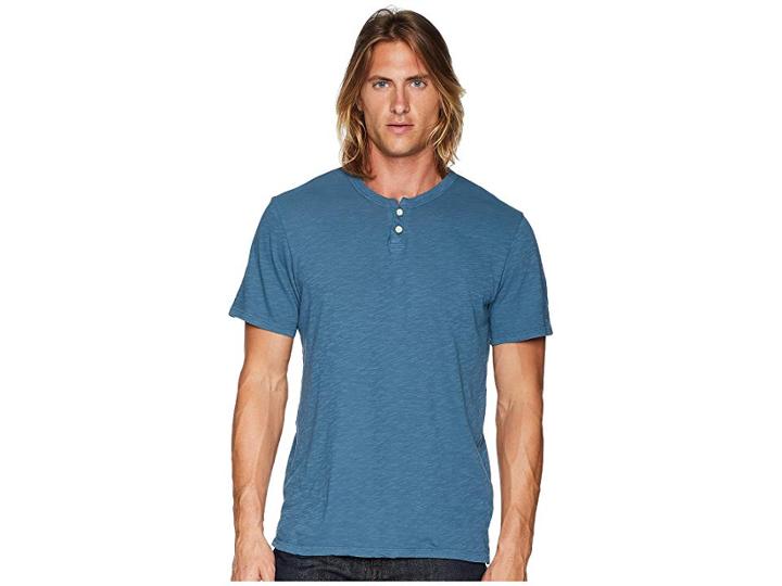 Joe's Jeans Wintz Short Sleeve Slub Henley (vintage Blue) Men's Clothing