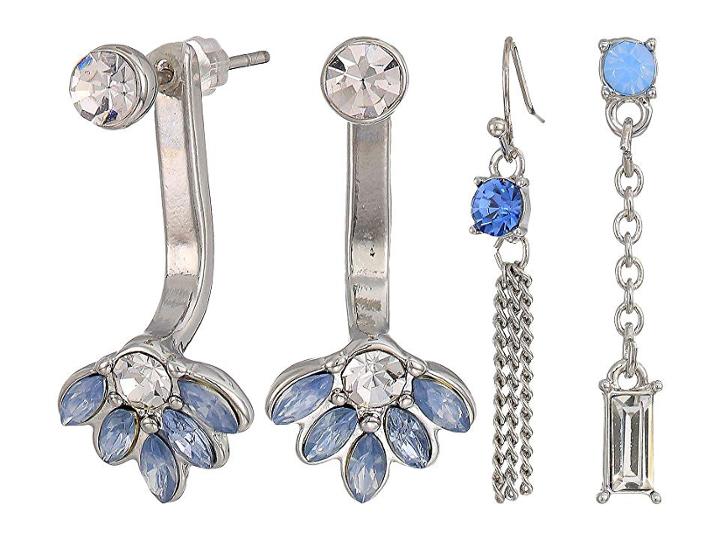 Guess 6-pair Mixed Earrings Set Including Studs And Drops (silver/blue/white Opal/crystal) Earring