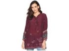 Johnny Was Fayan Patchwork Sleeve Tunic (vino Noir) Women's Clothing