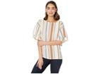 Bobeau Stripe Double Ruffle Sleeve (multi Stripe 1) Women's Blouse