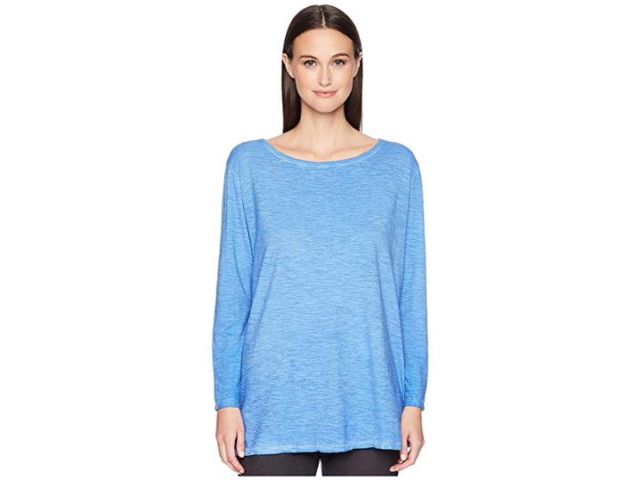 Eileen Fisher Bateau Neck Tunic (blue Bell) Women's Long Sleeve Pullover