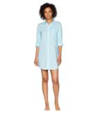 Lauren Ralph Lauren Roll Tab His Shirt Sleepshirt (turquoise Stripe) Women's Pajama