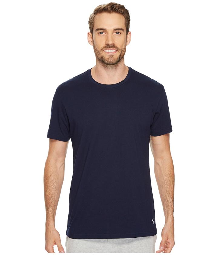 Polo Ralph Lauren Knit Jersey Short Sleeve Crew (cruise Navy/crescent Cream Pony Player) Men's Pajama