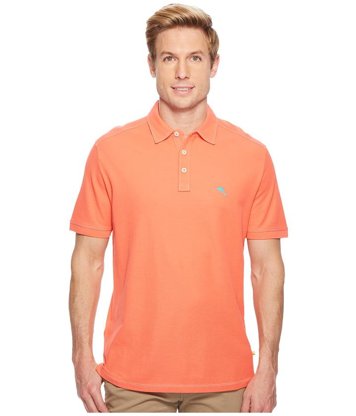Tommy Bahama Tropicool Islandzone Pique Spectator Polo (burnt Coral) Men's Clothing