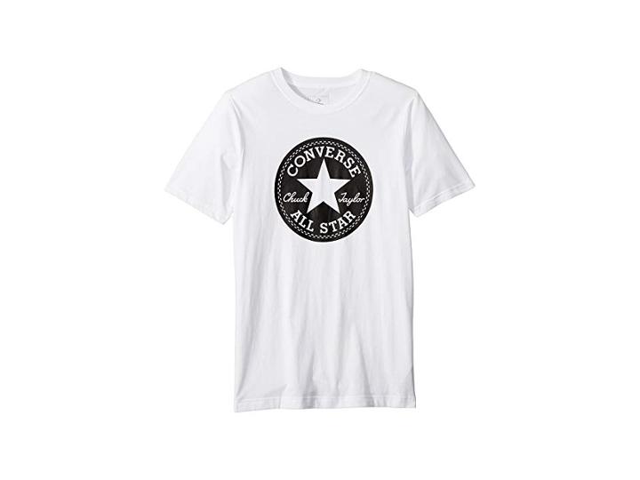 Converse Kids Chuck Taylor Script Short Sleeve Tee (big Kids) (white) Boy's T Shirt