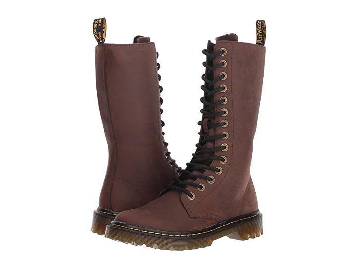 Dr. Martens Luana Tall (dark Brown Garland) Women's Shoes