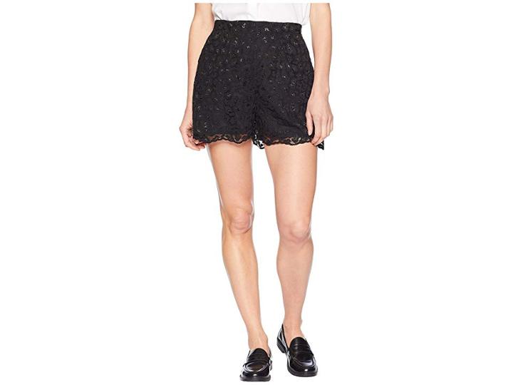 Juicy Couture Soft Woven Leopard Lace Shorts (pitch Black) Women's Shorts