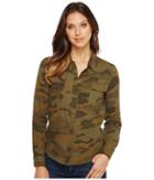 Splendid Camo Print Double Cloth Shirt (military Olive) Women's Long Sleeve Button Up