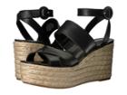 Nine West Kushala Espadrille Wedge Sandal (black Leather) Women's Shoes