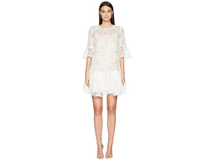 Ml Monique Lhuillier Lace Short Dress (white) Women's Dress